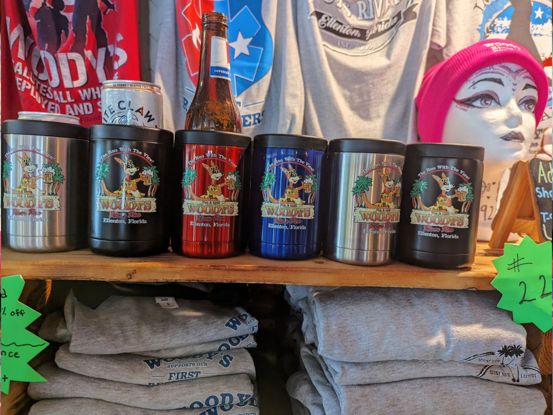 Metal Drinkware $25 holds beer can, bottle or slim can or can be used as a hot/cold cup
